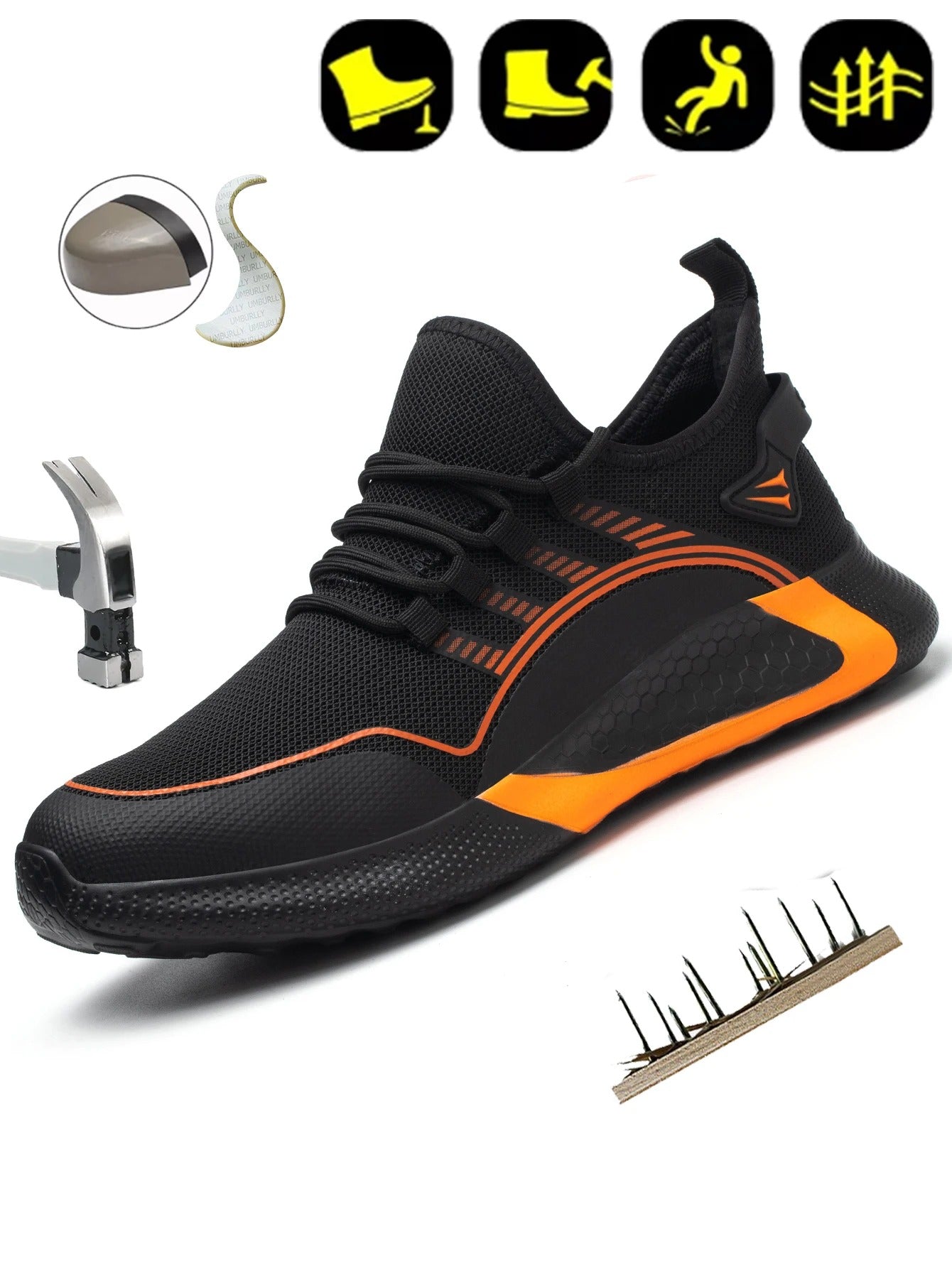 Chaussures de Sécurité Élégantes Orange - Protection et Style au Quotidien - Coque de Protection & Normes S3
